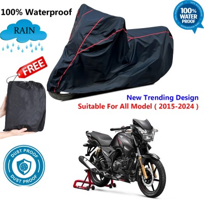 OliverX Waterproof Two Wheeler Cover for TVS(Apache 150, Black, Red)