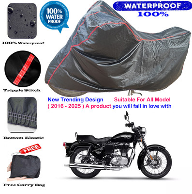 OliverX Waterproof Two Wheeler Cover for Royal Enfield(Bullet 350, Black, Red)