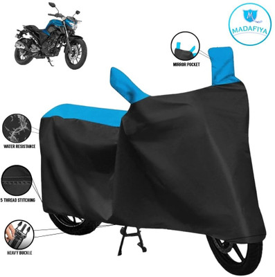 MADAFIYA Waterproof Two Wheeler Cover for Yamaha(FZ25, Black, Blue)