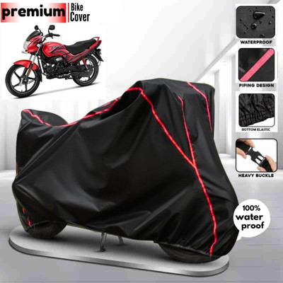 AutoGalaxy Waterproof Two Wheeler Cover for Hero(Passion Plus, Black, Red)