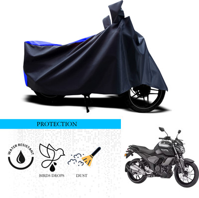 ANTHUB Waterproof Two Wheeler Cover for Yamaha(FZ S V3.0 FI, Black, Blue)