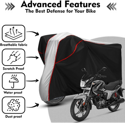 AutoGalaxy Waterproof Two Wheeler Cover for Hero(Glamour, Black, Silver)