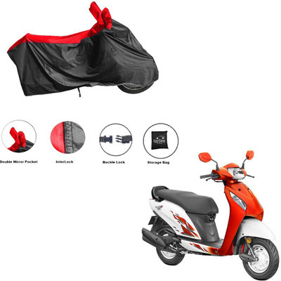 RiderShine Waterproof Two Wheeler Cover for Honda(Activa i, Black, Red)