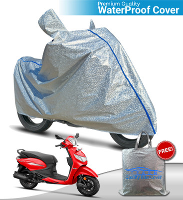 TEASN Waterproof Two Wheeler Cover for Hero(MotoCorp Pleasure Plus, Silver)