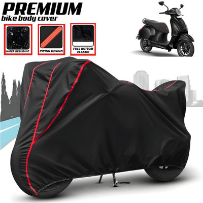 Mwiss Waterproof Two Wheeler Cover for Bajaj(Chetak, Black, Red)