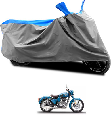 CODOKI Waterproof Two Wheeler Cover for Royal Enfield(Classic Squadron, Grey, Blue)