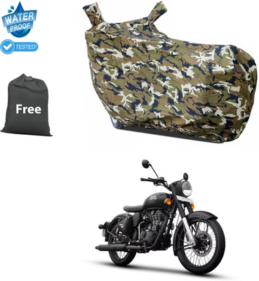 CODOKI Waterproof Two Wheeler Cover for Royal Enfield(Classic Stealth Black, Yellow)