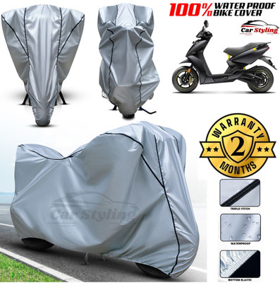 Car Styling Waterproof Two Wheeler Cover for Ather(450 X, Silver, Black)