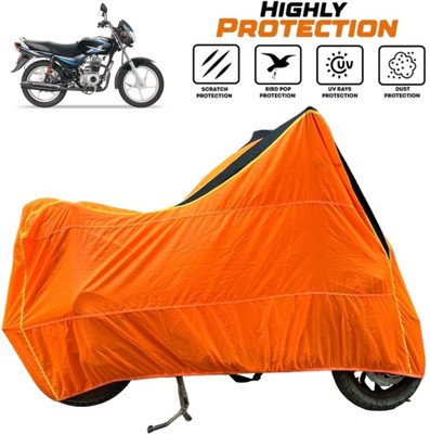 ZAQE Waterproof Two Wheeler Cover for Bajaj(CT 100, Black, Orange)