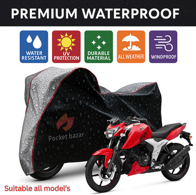 pocket bazar Waterproof Two Wheeler Cover for TVS(Apache RTR 160, Black, Silver)