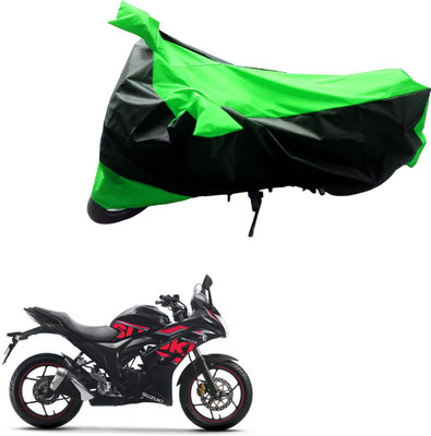Mdstar Waterproof Two Wheeler Cover for Suzuki(Black, Green)