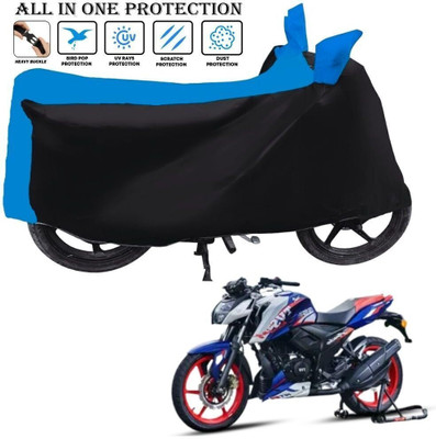 OliverX Waterproof Two Wheeler Cover for TVS(Apache RTR 160 4V, Black, Blue)