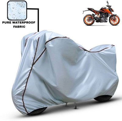 Delphinium Waterproof Two Wheeler Cover for KTM(200 Duke, Silver, Black)