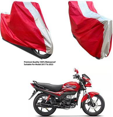 AutoGalaxy Waterproof Two Wheeler Cover for Hero(Passion Pro i3S, Silver, Red)