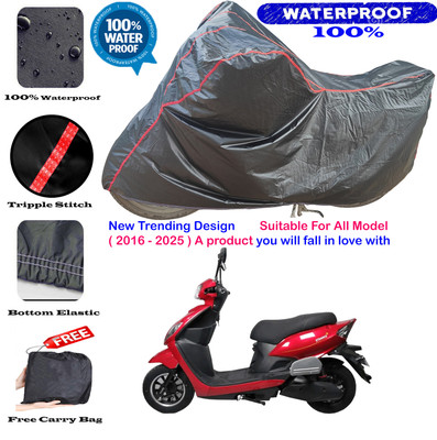 OliverX Waterproof Two Wheeler Cover for PURE EV(Black, Red)