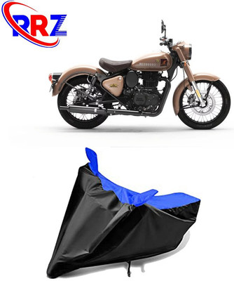 RRZ Waterproof Two Wheeler Cover for Royal Enfield(Classic 350 Signals, Black, Blue)