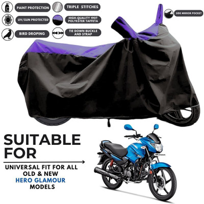 MADAFIYA Two Wheeler Cover for Hero(Glamour Programmed FI BS6, Black, Purple)