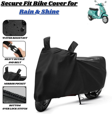 Delphinium Waterproof Two Wheeler Cover for Vespa(Vespa, Black)
