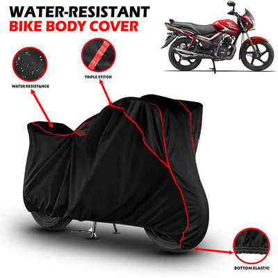 GKG Waterproof Two Wheeler Cover for TVS(Star City Plus, Black, Red)