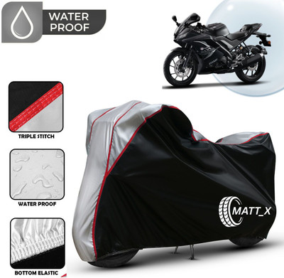 MATT_X Waterproof Two Wheeler Cover for Yamaha(R15, Black, Silver)
