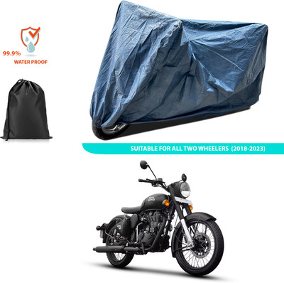 CODOKI Waterproof Two Wheeler Cover for Royal Enfield(Classic Stealth Black, Blue)