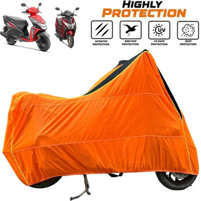 ZAQE Waterproof Two Wheeler Cover for Honda(Dio, Black, Orange)