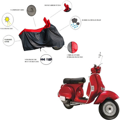 RiderShine Waterproof Two Wheeler Cover for LML(Star Euro 150, Black, Red)