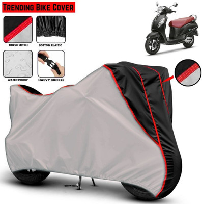 Mwiss Waterproof Two Wheeler Cover for Suzuki(Access 125, Silver, Black)