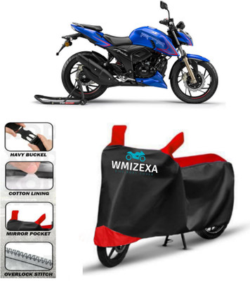 WMIZEXA Two Wheeler Cover for TVS(Apache RTR 160 4V, Red, Black)