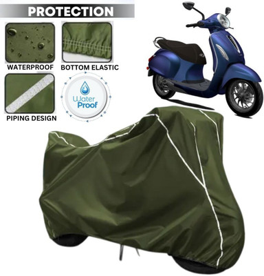 kerwa Waterproof Two Wheeler Cover for Bajaj(Chetak, Green, White)