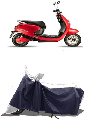 SUGASHRI Waterproof Two Wheeler Cover for Evolet(Pony BS6, White, Blue)
