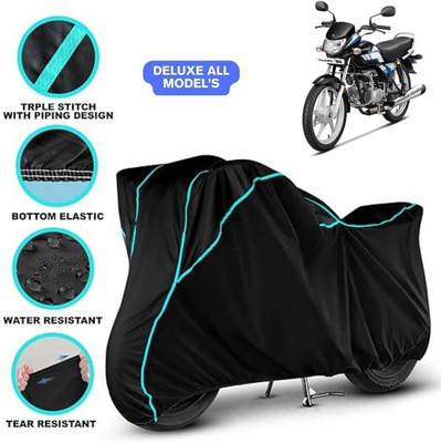 Shiv Kanha Waterproof Two Wheeler Cover for Hero(HF Deluxe, Black, Blue)