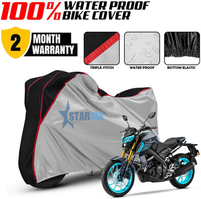 Starvin Waterproof Two Wheeler Cover for Yamaha(MT 15 New BS6, Silver, Black)