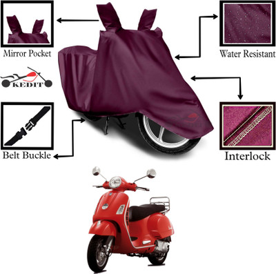 KEDIT Two Wheeler Cover for Vespa(VXL BS6, Maroon)