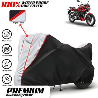 Mwiss Waterproof Two Wheeler Cover for Bajaj(Pulsar N160, Black, Silver)