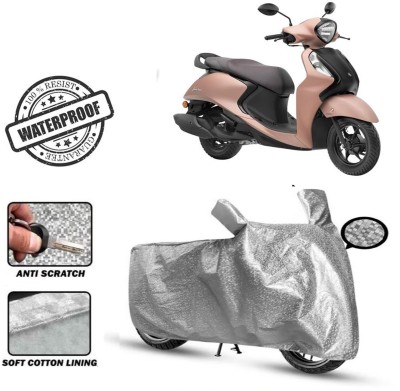 ROYAL AUTO MART Waterproof Two Wheeler Cover for Yamaha(Fascino 125, Silver)