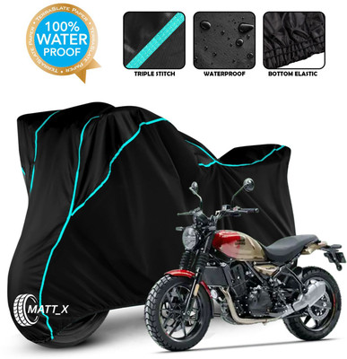 MATT_X Waterproof Two Wheeler Cover for Royal Enfield(Guerrilla 450, Black, Blue)