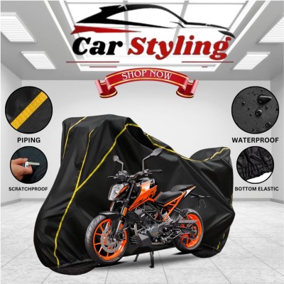 Car Styling Waterproof Two Wheeler Cover for KTM(Duke 200, Black, Yellow)