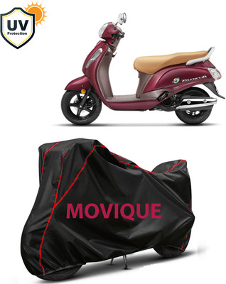 MOVIQUE Waterproof Two Wheeler Cover for Suzuki(New Access 125, Black, Red)