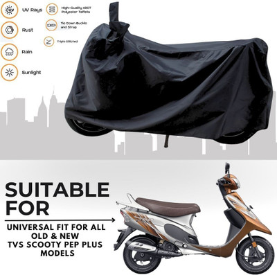 MADAFIYA Two Wheeler Cover for TVS(Scooty Pep Plus BS6, Black)