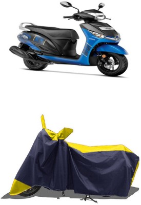 SUGASHRI Waterproof Two Wheeler Cover for Yamaha(Alpha BS6, Yellow, Blue)