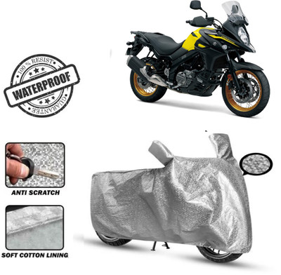 Autoinnovation Waterproof Two Wheeler Cover for Suzuki(V-Strom 650 XT, Silver)