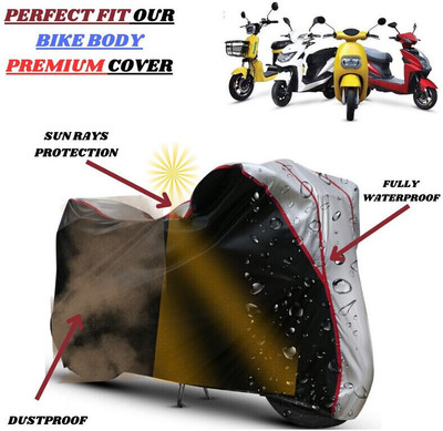 Delphinium Waterproof Two Wheeler Cover for Techo Electra(Raptor, Black, Silver)