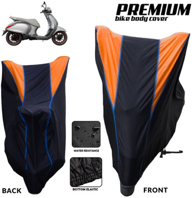 MADAFIYA Two Wheeler Cover for Bajaj(Urbanite Chetak BS6, Black, Orange, Blue)