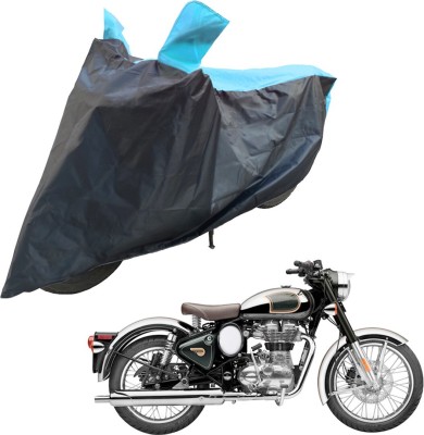 RiderShine Two Wheeler Cover for Royal Enfield(Classic Chrome, Blue, Black)