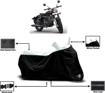 Amexride Two Wheeler Cover for Royal Enfield(Bullet 350, White)