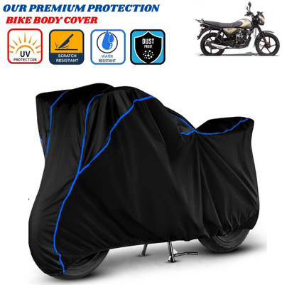 Delphinium Waterproof Two Wheeler Cover for Bajaj(CT110, Black, Blue)