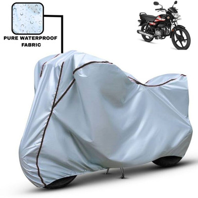 Delphinium Waterproof Two Wheeler Cover for Hero(HF Deluxe, Silver, Black)