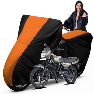 Car Styling Waterproof Two Wheeler Cover for Bajaj(CT110, Black, Orange)