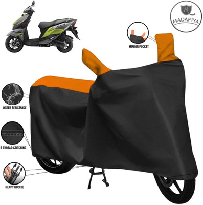 MADAFIYA Waterproof Two Wheeler Cover for Suzuki(Avenis 125, Black, Orange)
